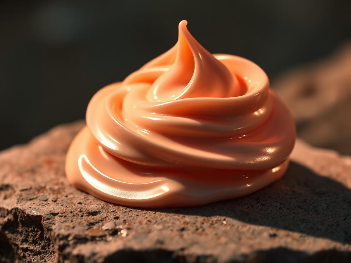 Macro photograph of a rich cream texture in warm evening light